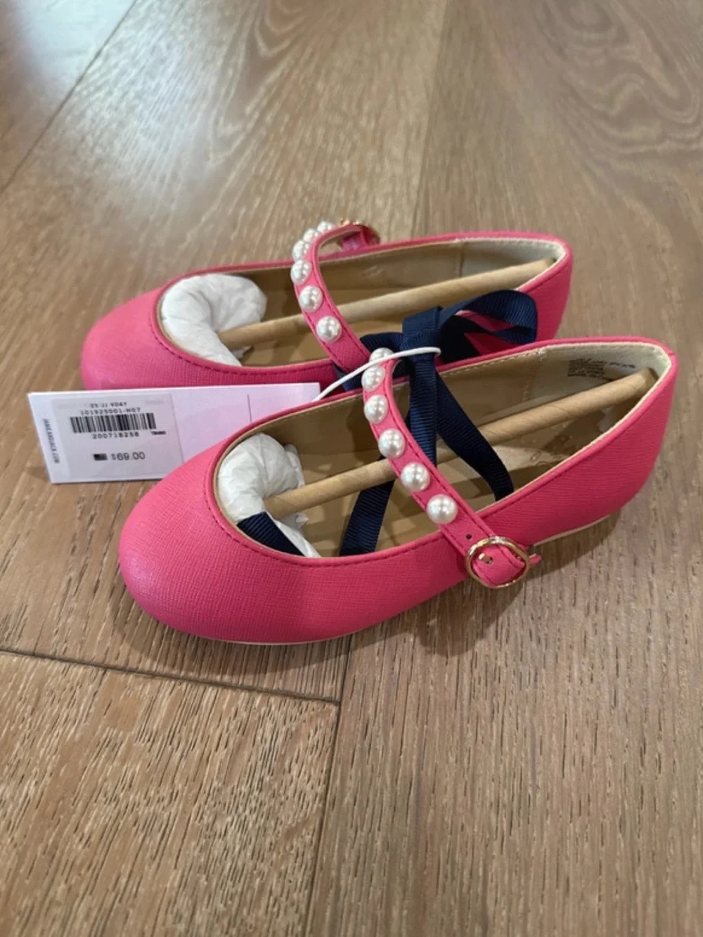 Janie & Jack Girls' Pink Pearl Strap Ballet Flats